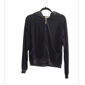 Black Velour Zip-Up Hoodie Size 2XL